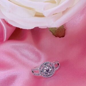 Sterling Silver Double Halo Sparkling Ring | Size 7 - NWT